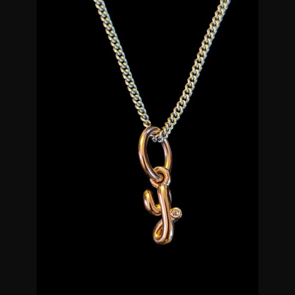 Pandora 925 Sterling Ale Adjustable Two Tone Y Retired Script Alphabet Charm - Picture 1 of 15